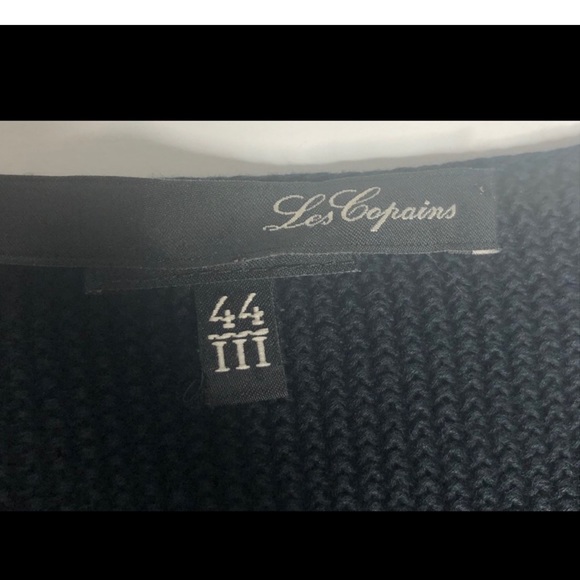 Les Copains Navy Pebble Stitch Long Sleeve Sweater (44) - Picture 7 of 8